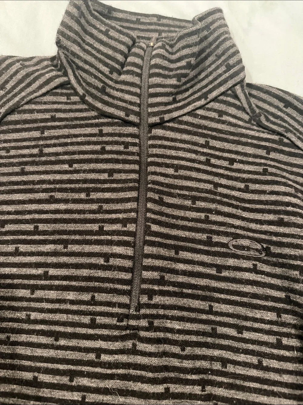 Icebreaker Men's Charcoal and Black Striped Half-Zip Sweater